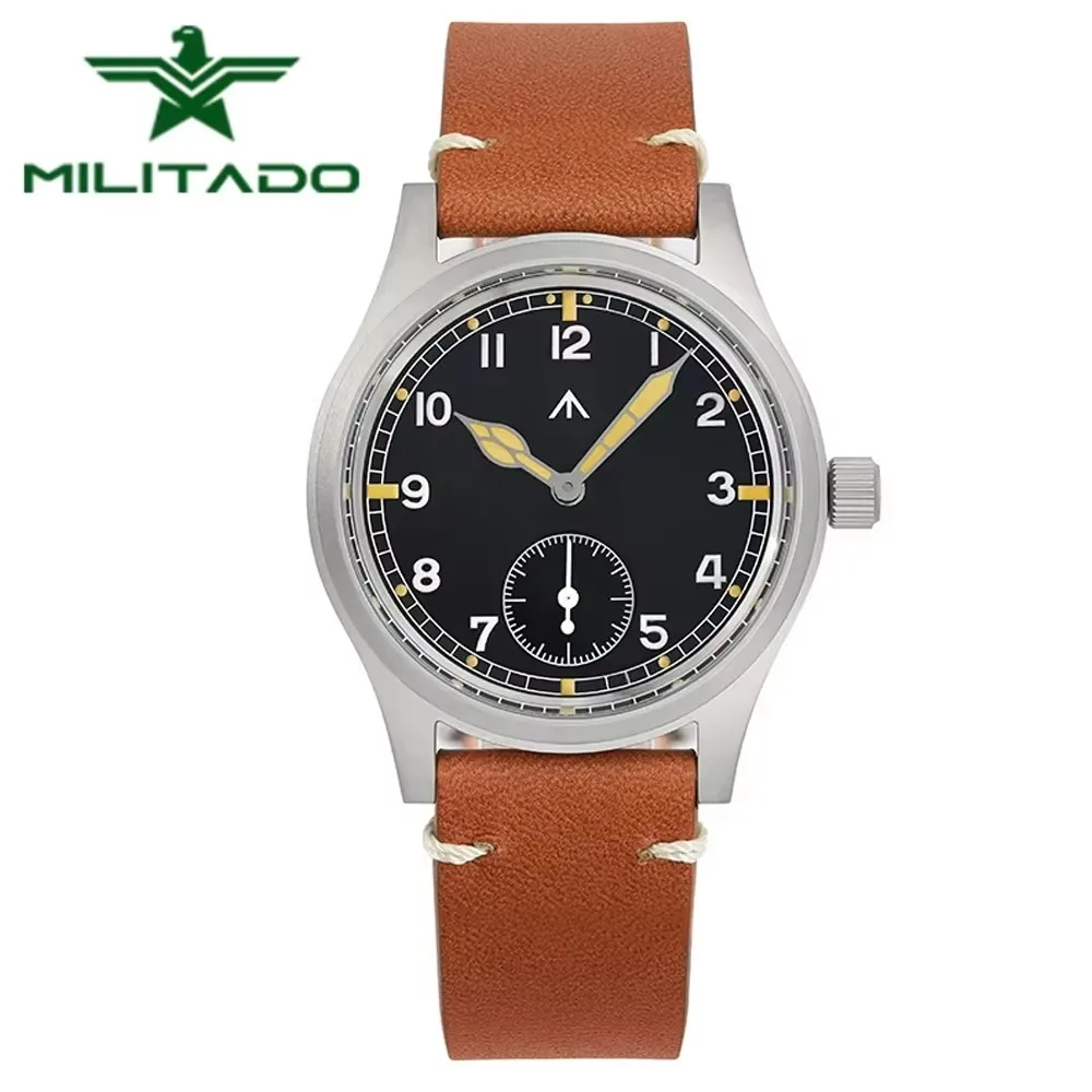Militado V2 Version Military D12 Uhr 36 mm AR Saphir Quarzwerk Uhren Wasserdichte Sub-Sekunde Edelstahl-Armbanduhr Image