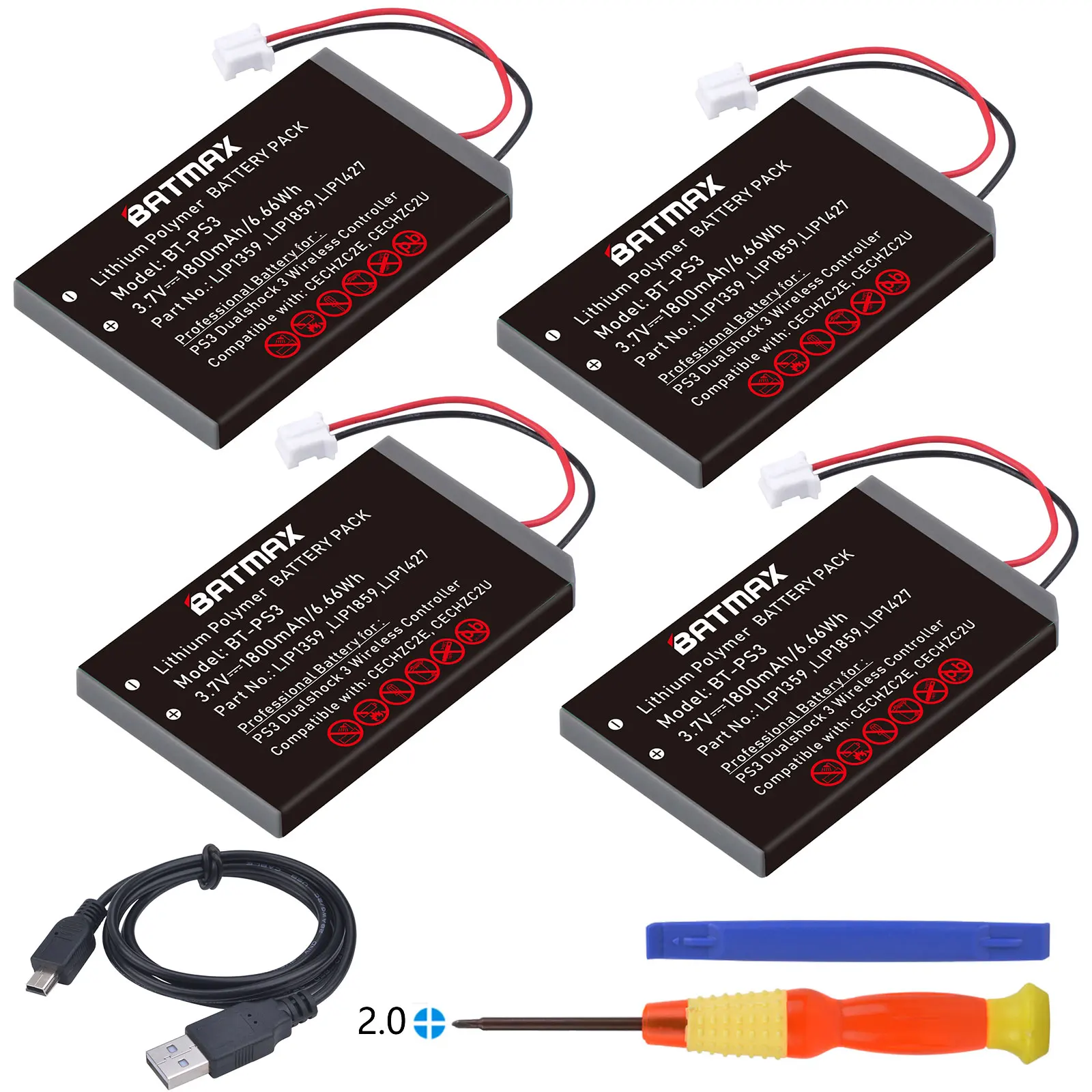 Batmax 1800mAh PS3 Akku LIP1359 LIP1859 LIP1427 Batteriepack für Sony Playstation 3 PS3 Dualshock 3 Bluetooth-Controller