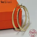 Senlissi -18 Karat Gold Diamant Creolen für Frauen 925 Sterling Silber Original Mode Ohrring cерьги