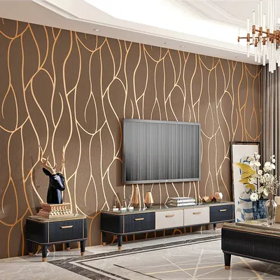 Hochwertige, moderne, geometrische Textur, 3D-gestreifte Tapete für Wohnzimmer, Sofa, TV, Wände, Image