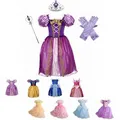 Partei Rapunzel Cosplay Kleid Schnee Weiß Kostüm Mädchen Gelb Rosa Prinzessin Kleid Baby 2 3 4 5 6 7