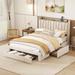 Queen Size Bed Frame with Storage Headboard and Charging Station and 3 Drawers