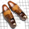Männer Woven Leder Kleid Schuhe Herren Klassische Vintage Derby Schuhe Brogue Schuhe Männer Lace-Up Business Büro Party hochzeit Schuhe