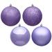 Vickerman 4.75" Lavender 4-Finish Ball Ornament Assortment, 4 per Box - Purple