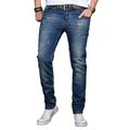 Slim-fit-Jeans ALESSANDRO SALVARINI "ASLuca" Gr. W38 L34, Länge 34, blau (as045) Herren Jeans Slim Fit