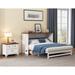 2 Pieces Wooden Bedroom Set Full Murphy Bed and Nightstand, White+Walnut