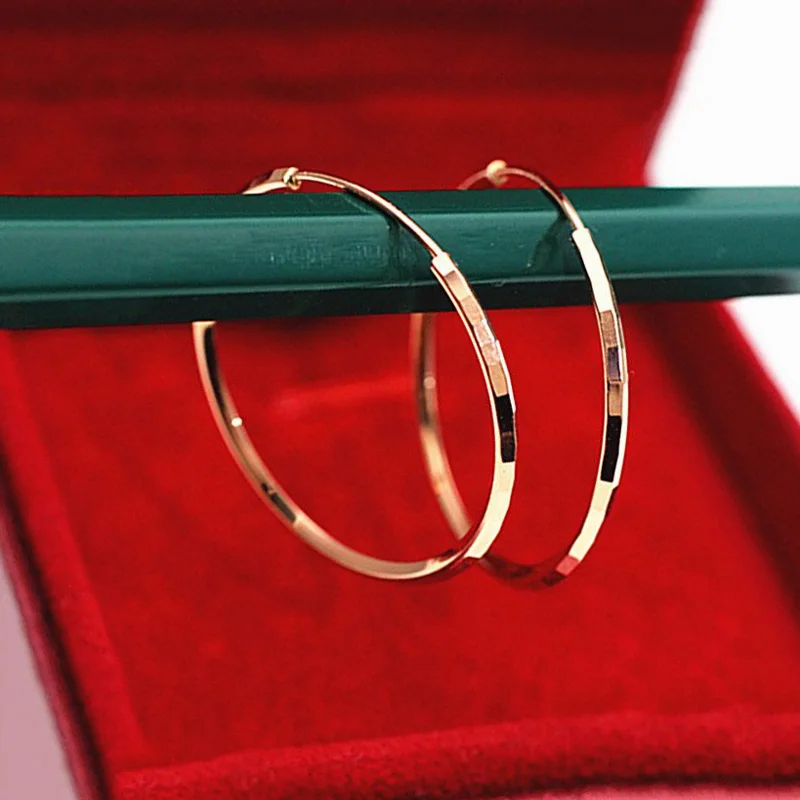 585 lila Gold facettierte glänzende Ohrringe für Frauen neu in plattierten 14 Karat Roségold einfache Ohrringe klassischen Charme Schmuck Geschenk Image