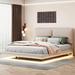 Stylish Platform Bed Frame w/ USB Port and Socket, Velvet Upholstered Bed with Sensor Light and 2 Large Backrests