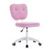 PU Office Desk Chair, Armless Height Adjustable Vanity Desk Chair