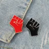 Rot Schwarz Fäuste Broschen Angehoben Faust von Solidarität Emaille Pins Rucksack Kleidung Revers