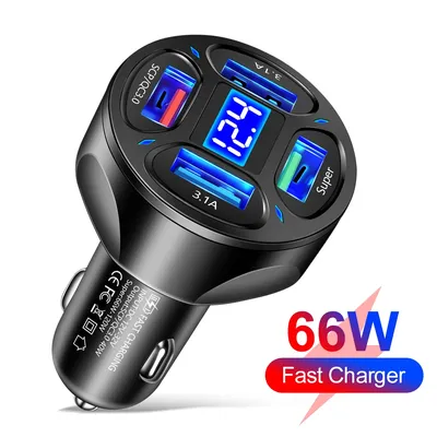 66W Autoladegerät QC 3.0 USB Autoladegerät Schnellladung 4-Port Telefonladegerät Image