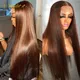 Farbe 4 Schokolade Brown Lace Front Perücken Brasilianische Gerade Haar 4x4 Menschliches Haar