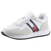 Sneaker TOMMY JEANS "TJM MODERN RUNNER", Herren, Gr. 45, weiß, Leder, Lederimitat, Textil, sportlich, Schuhe, Freizeitschuh, Halbschuh, Schnürschuh mit seitlicher Logoflagge