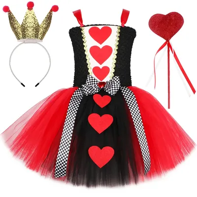 Mädchen Königin der Herzen Kostüm Kinder Halloween Karneval Party Fancy Prinzessin Dress Up Kleidung Image