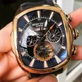 Riff Tiger/RT Designer Männer Sport Uhren Tourbillon Blau Zifferblatt Analog Display Gummi Armband