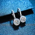 Zertifizierter Moissan ite Creolen für Frauen 925 Sterling Silber runder Diamant baumeln Ohrring