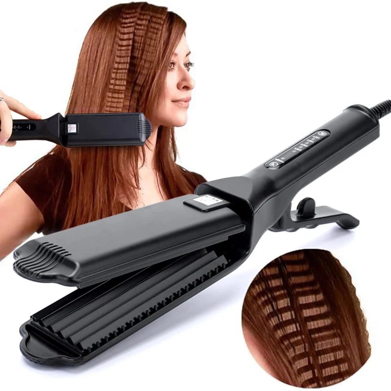 Professioneller Haarlockenstab mit Keramik-Wellenplatte und Clip für Wellen und Locken Image