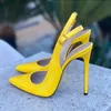 Sexy Snakeskin Slingback Pumps Spitze Zehen Flache Stiletto Heels Kleid Schuhe Gelb Rot Blau Rosa