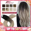 Moresoo Tape in Echthaar verlängerungen 100% Echthaar Remy brasilia nisches Haar 14-24 Zoll glattes