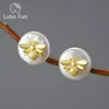 Lotus Spaß Ungewöhnliche Vintage Natürliche Barocke Perle 18K Gold Bee Stud Ohrringe für Frauen Echt 925 Sterling Silber Party feine Schmuck