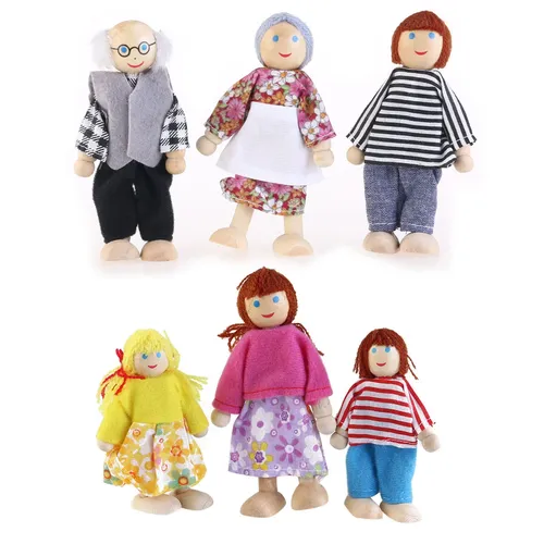 Menschen Figuren Familie Holz Zug Figuren Tiny Puppenhaus Puppe Menschliches Peg Figurine Pretend