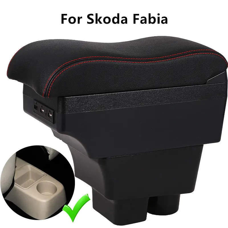 Auto-Armlehnenbox für Skoda Fabia 2 2008 2009 2010 2011 2012 2013 2014, Armlehne Mittelkonsole, Aufbewahrungsbox, USB Image