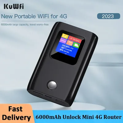 KuWfi 4G Lte Wifi Router 6000 mAh Entsperren Mini Tragbare Router Mit Sim Karte Slot 3G 300 Mbps Wireless Outdoor Tasche Wifi Hotspot
