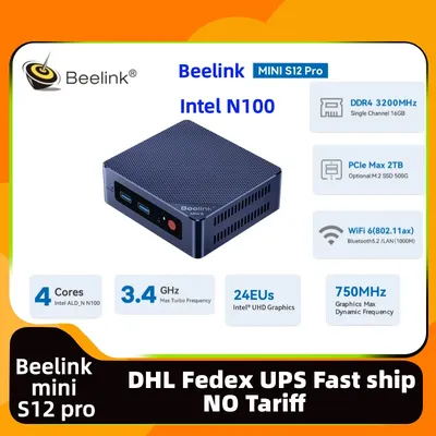 Neue Beelink Mini S12 Pro Intel N100 Mini S Mini-PC RAM 16GB SSD 500GB DDR4 Desktop-Gaming-Büro Home