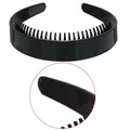 Frauen Mädchen 2 5 cm Breit Plain Stirnband mit Zähne Kamm Schwarz Kunststoff DIY Haar Hoop LX9E