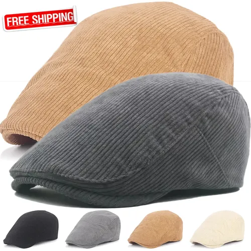 Herbst Cord Baskenmütze Hut für Männer Sonnen hüte einfarbige Baskenmützen Vintage Kappen flache