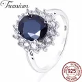 Trumium 3ct Diana 925 Sterling Silber Halo schwarz Edelstein Ring ovale Luxus Verlobung ringe für