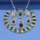 Dubai luxuriöse goldfarbene Zirkonia grün Schmuck Sets für Frauen Armband Ring Halskette und