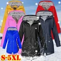 Frauen Lange Mantel Wasserdichte Zipper Regen Jacke Einfarbig Damen Windjacke Outdoor Bergsteigen