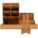 HOMEMAXS Desktop Pen Organizer Wooden Pen Case Wooden Pen Holder Desktop Stationery Case