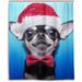 Smart Dog in Christmas Costume Bath Shower Curtain Liners 60x72in 100% Polyester Waterproof with C-Shaped Curtain Hook Modern Bathroom Decoration 1 Panel