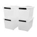 HYYYYH 4-Pack Plastic Large Storage Box with Lid Latching Storage Box Bin Clear 30 L