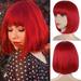 MORICA Red Bob Wig Short Red Straight Bob Wigs with Bangs for Women Colorful Short Hair Wig Cute Synthetic Wig for Cosplay Dailyï¼ˆ12inchï¼‰