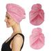 Turbie Twist Microfiber Hair Towel Wrap for Women and Men | 2 Pack | Bathroom Essential Accessories | Quick Dry Hair Turban for Drying Curly Long & Thick Hair (Dark Pink Light Pink)