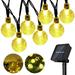 Outdoor String Lights Solar Powered Waterproof 23FT 50LED Crystal Globe Solar Twinkle String Lights for Outside Gazebo Yard Patio Tree Decoration [Warm yellow colored whiteã€‘