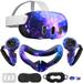 Accessories Compatible with Quest 3 Starry Purple Protect VR Sets JMIANeodark Silicone Face Cover VR Shell Cover Lens Cover Touch Controller Grips Cover Camera Lens Protector