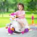 Jaxpety 6V Kids Ride on Unicorn Rocking Horse Pony Toy Car for 3 to 6 Years Boys Girls Battery Powered with Music Training Wheels Rose Red