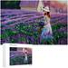 Coolnut Wooden Jigsaw Puzzles 1000 Pieces Woman in Lavender Field Painting Educational Intellectual Puzzle Games for Adults Kids 29.5 x 19.7