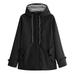 snowsong Womens Jacket Fleece Jacket Women Women Solid Hooded Raincoat Striped Rain Suit Outdoor Plus Size Coat Windproof Jacket Coats For Women Black L