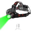 Headlamp Green Light for Hunting Coon Coyotes Hog Predator PROFORUS 1000 Lumens XML-T6 Headlamp Green LED Rechargeable & Zoomable Green Head Light Waterproof 3 Modes for Night Vision and Hunting