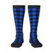 Bingfone Compression Socks For Women And Men Long Socks For Running Athletic Cycling Nurse-Buffalo Plaid Blue Black