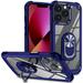 ELEHOLD Rugged Clear Case for iPhone 14 Pro 6.1 Hybrid Hard PC Crystal Clear Back+Soft TPU Shockproof Design Slim Lightweight Case with Metal Ring Holder Kickstand for iPhone 14 Pro Blue