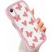 Heart and Butterfly Print Cute Wave Case Compatible with iPhone XR Phone Case for Women Cute Curly Wave Frame Shape Shockproof Soft Case for iPhone XR Case- Pink