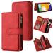 TECH CIRCLE Wallet Case For Samsung A40 5.9 (2019) PU Leather Zipper Handbag Purse Flip Cover Kickstand Folio Women Case with Card Slots Holder Wrist Strap for Samsung For Samsung A40 5.9 2019 Red