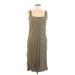 Shein Casual Dress - Shirtdress Square Sleeveless: Tan Print Dresses - Women's Size Large