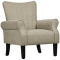 Armchair with High Back and Wood Legs Modern Living Room Chair